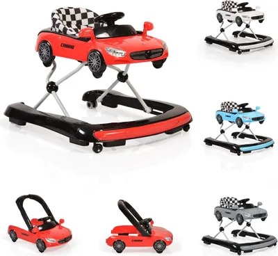 Produktbild von Lauflernhilfe Cabrio 2 in1 Auto-Design höhenverstellbar Armaturenbrett mit Licht rot/schwarz