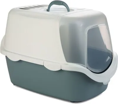 Produktbild von STEFANPLAST Cathy Easy Clean Katzentoilette mit Filter, weiß und blau, 56x40x40cm