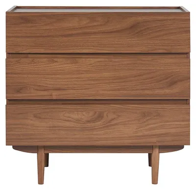 Produktbild von Miliboo - Kommode mit 3 Schubladen aus dunklem Holz B80 cm SANAA