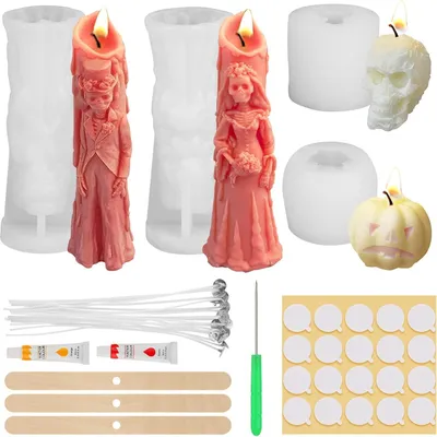 Produktbild von Silikon-Kerze Formen 4 Stück für Halloween-Kerze machen Kit