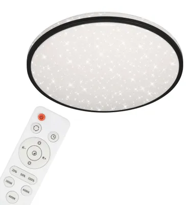 Productafbeelding van LED plafondlamp, dimbaar, 48W, 4400 lm, 3000-6500 K, diameter 49,2 cm, model Skizo, wit/zwart, inclusief afstandsbediening en sterrenhemelprojectie