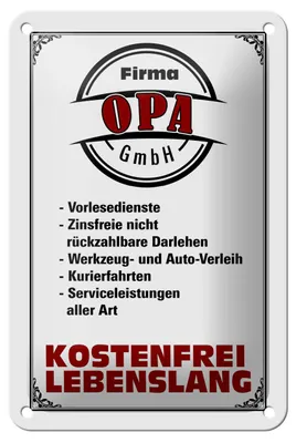 Produktbild von Blechschild Spruch 12x18cm Firma Opa GmbH kostenfrei
