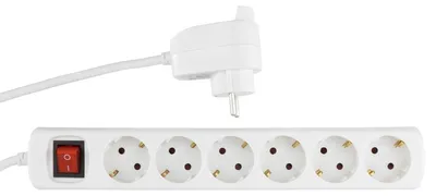 Immagine prodotto di Ciabatta multipresa 6 prese (5+1) con interruttore e protezione da sovraccarico - Bianco - 5 metri - 3500 W