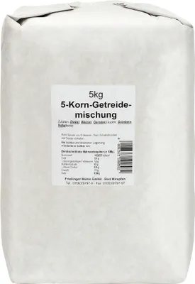 Zdjęcie produktu dla Frießinger 5 Mieszanka Zbożowa Pszenica Orkisz Jęczmień Owies Zielony Orkisz 5000g