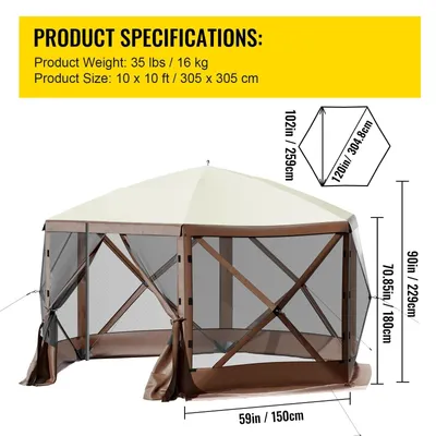 Image de Tente pop-up - Tente - Tente de camping - Tentes pop-up - Toile de protection à 6 côtés - Protection solaire - 3 x 3 mètres (environ)