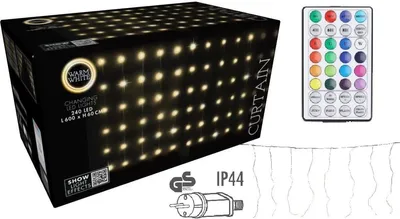Obrázek produktu pro Vánoční strom osvětlení venkovní / vnitřní světelný závěs 240 vedl 600x60cm s dálkovým ovládáním teplá bílá
