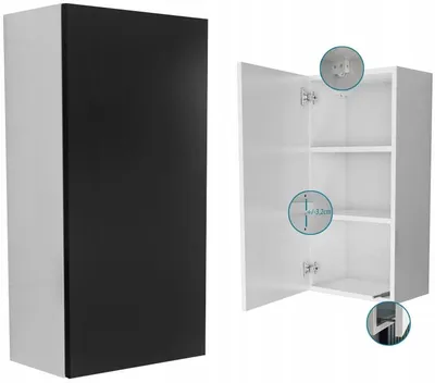 Produktbild von Hängende Badezimmerkommode 40cm Höhe 80cm Schwarz Matt 40x80cm