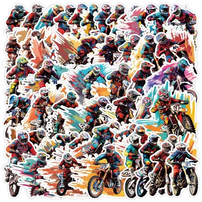 Motorstickerset, 50 wasserfeste Vinylaufkleber, bunt