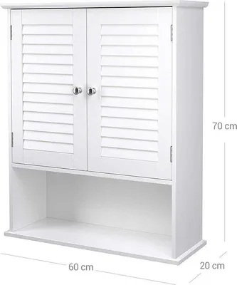 Produktbild von Famanu Wandregal Badezimmer mit verstellbaren Regalen - Weiß - 60 x 20 x 70 cm