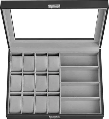 Produktbild von Famanu Uhrenbox mit 16 Fächern - Schwarz