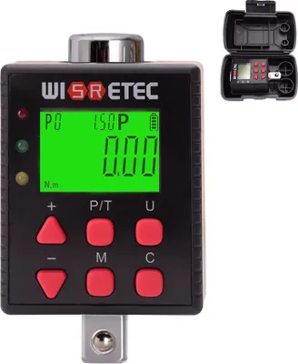 Zdjęcie produktu dla Cyfrowy miernik momentu obrotowego, cyfrowy wyświetlacz z podświetleniem, tester momentu obrotowego klucza, dwa tryby pracy, regulowany, pięć przełączanych jednostek, z funkcją brzęczyka i wskaźnika LED