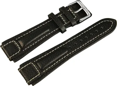 Produktbild von Echtleder-Uhrenarmband, schwarz, weiße Naht, 20 mm - 24 mm