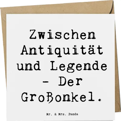 Produktbild von Mr. & Mrs. Panda Grußkarte Spruch Großonkel Legenden - Weiß - Geschenk, faltkarte, Verwandtschaftsbeziehung, Erzählungen, Familie, Glückwunschkarte, doppelkarte, Lächeln