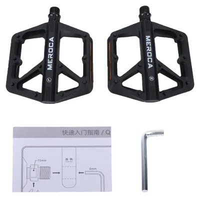 Produktbild von Fahrradpedale Rennradpedale Nylon rutschfest breite Plattform 20 Stifte doppelte DU-Lager reflektierend für Mountainbike und Rennrad Schwarz