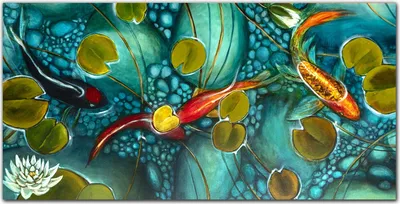 Produktbild von Coloray Bild aus Leinwand 120x60 Leinwand Dekoration - Koi Fischteich
