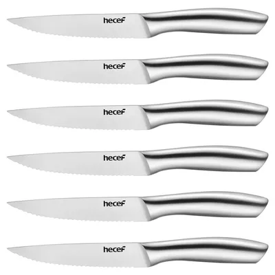 Productafbeelding van Steakmes set, 6-delig, roestvrij staal, getande lemmet, 12,7 cm, zilverkleurig