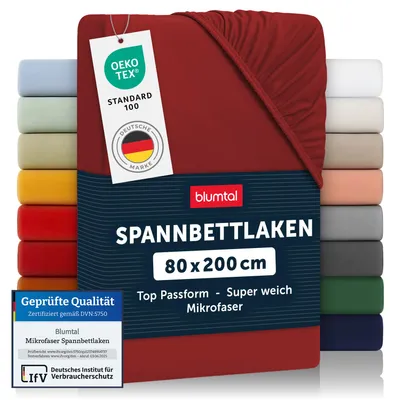 Image de Blumtal Drap-housse 80x200 cm - Drap en microfibre respirant en rouge aurore - Drap-housse doux et confortable pour des nuits reposantes