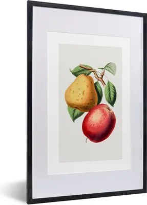 Produktbild von MuchoWow® Gerahmtes Poster Apfel - Birne - Lebensmittel 40x60 cm - Poster mit Schwarzem Bilderrahmen Wandposter Rahmen Foto Bilder - Poster in Rahmen
