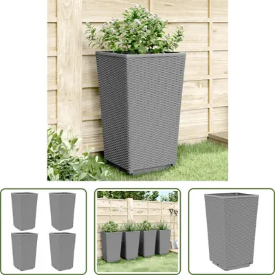 Imagen del producto de The Living Store: Macetas, juego de 4 unidades, gris claro, 32,5 x 32,5 x 57 cm, material: polipropileno (PP)