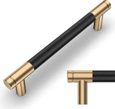 Produktbild von 10 Stück schwarz-goldene Küchenschrankgriffe, 128 mm, Möbelgriffe aus Goldlegierung mit Schrauben, für Schreibtische, Schubladen, Schränke, Schrank