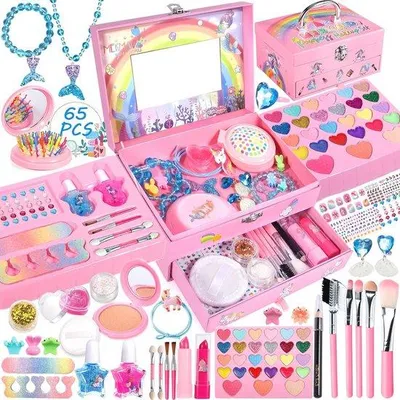 Produktbild von Kinder-Make-up-Set für Mädchen - 65-teiliges Waschbares Spielzeug mit Make-up