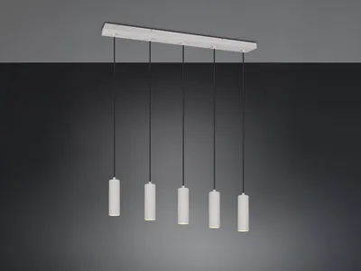 Produktbild von Große moderne LED Pendelleuchte 5-flammig aus Metall Grau, Esstischlampe hängend