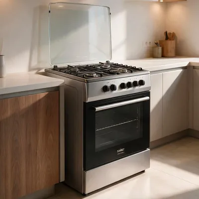 Immagine prodotto di Cucina a Gas Tremiti 60x60 cm Silver con Forno Ventilato Multifunzione 70 Litri Classe A Samet Indomita Line