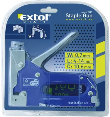 A staple gun in its retail packaging.