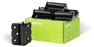 Zdjęcie produktu dla Alberts 839994 Zawias samozamykający, pokryty czarnym tworzywem sztucznym, 70 x 65 x 22 mm, zestaw 6 szt