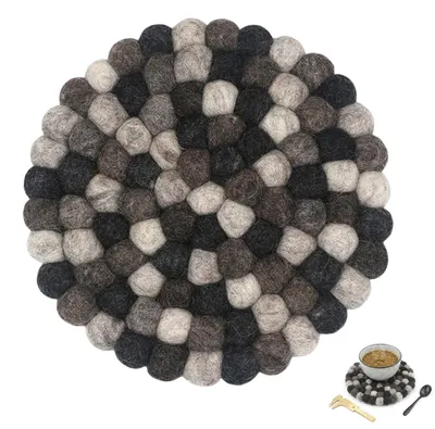 Image de Sous-verre en feutre - Design rond pour tasses, casseroles, poêles et théières - Gris foncé - Ø 20 cm