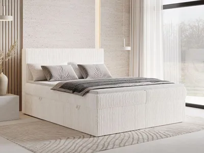 Produktbild von GrainGold Boxspringbett Brisa 160x200 cm - Bett 160x200, Boxspringbett mit Bettkasten und Lattenrost - Creme (Tilia 01)
