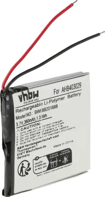 Produktbild von vhbw Akku Ersatz für Plantronics AHB403029 für Wireless Headset Kopfhörer (360 mAh, 3,7 V, Li-Polymer)