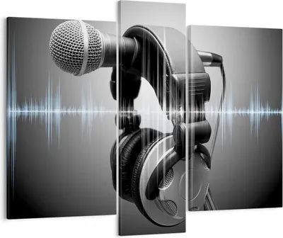 Produktbild von Bild auf Leinwand - Leinwandbild - Audio Mikrofon Musik Studio - 95x80cm - Wand Bild - Wanddeko - Leinwanddruck - Bilder - Kunstdruck - Wanddekoration - Leinwand bilder - Wandkunst - CB95x80-2549