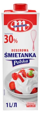 Zdjęcie produktu dla Mlekovita Śmietanka Polska UHT 30% tłuszczu 1l