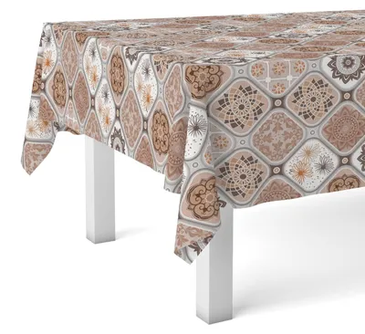 Immagine prodotto di Omgoods - Tovaglia impermeabile in tessuto plastificato, colore marrone, 180 x 140 cm