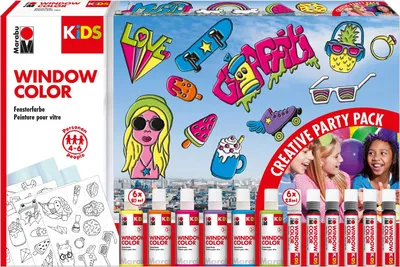 Immagine prodotto di Marabu 306000000101 Marabu KiDS Window Color-Set "Party Pack", 6 x 80 ml