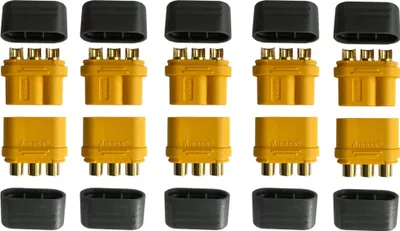 Produktbild von 5 Paar MR60 Stecker/Buchse (male/female) 3,0 mm 3 Pin Goldkontakte + Caps