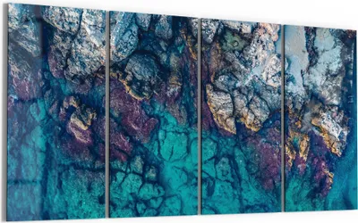 Produktbild von DEQORI Glasbild Echtglas 4x30x60 cm 'Küstenfarbenspiel' Wandbilder XXL groß