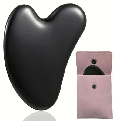 Produktbild von Gua Sha Stein, Gua Sha Platte – Natürlicher Stein – 8 x 5,5 cm – Schwarz – Für Gesicht und Hals
