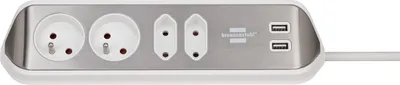 Zdjęcie produktu dla brennenstuhl®estilo Listwa zasilająca narożna 4 gniazda + 2xUSB 2m; 1153594420