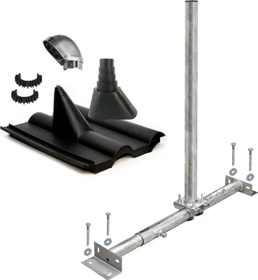 Produktbild von PremiumX X100-48F Dachsparrenhalter Frankfurter Ziegel SAT Kappe Set schwarz