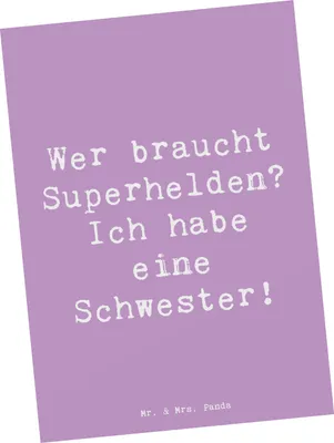 Produktbild von Mr. & Mrs. Panda Postkarte Spruch Liebe Schwester - Lavendeltraum - Geschenk, Geschwisterliebe, Grußkarte, Unterstützung, Postkarten, Familie, Geschenke, Ansichtskarten
