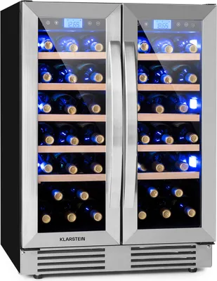 Produktbild von Klarstein Einbau-Weinkühlschrank, 2 Zonen Getränkekühlschrank Klein, Kleiner Weinschrank 126L, Wein-Kühlschrank Klein mit Glastür, Indoor/Outdoor Flaschenkühlschrank, Wine Fridge für 42 Flaschen