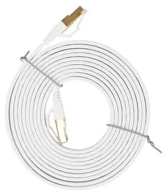Produktbild von Flaches Netzwerkkabel S/STP CAT8 PNI U8030W, 2 x RJ45, 4 Adernpaare, 28AWG, Kupfer, 40 Gbit/s, 2000 MHz, 3 m, weiß