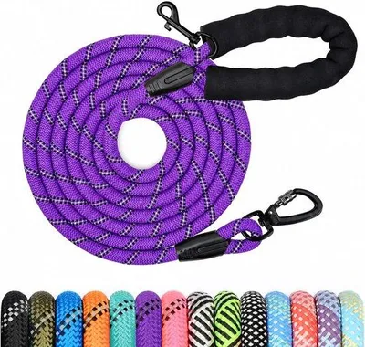 Produktbild von Hundeleine, Länge von 1,2 bis 30 Meter, langer, gepolsterter Griff, geeignet für kleine, mittelgroße und große Hunde, in verschiedenen Farben und Durchmessern, ideal für