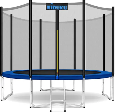 Produktbild von Trampolína KIDUKU® Ø 305 cm | Testované Rheinland | Kompletný set s bezpečnostnou sieťou, rebríkom, krytom hrán, kotvou do zeme a príslušenstvom | Vonkajšia záhradná trampolína pre deti