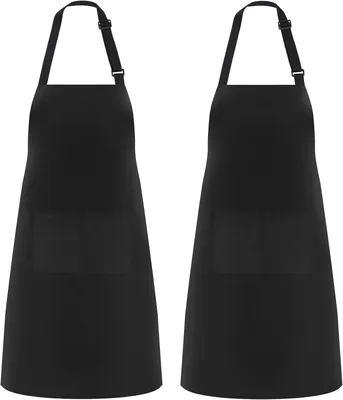 Produktbild von Küchenschürze 2 Stück, Wasserabweisend, Mit 2 Taschen, Für Kochen Backen Malen Und Hausarbeit