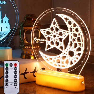 Produktbild von Ramadan Deko LED Lampe Eid Mubarak Dekoration Laterne, Muslim Islam Ramadan Dekoration Nachtlicht Ornamente für Muslimische Ramadan Festival