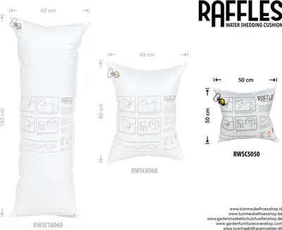 Produktbild von Raffles Covers Aufblasbares Wasserablauf Kissen 50 x 50 cm | Atmungsaktiv | Wasserdicht | UV-beständig | Doppelnähte | Elastischer Kordelzug