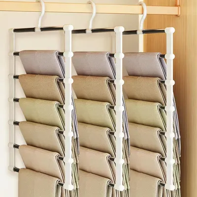 Hosenbügel-Set 4er, platzsparend, 6 Etagen, bis 24 Hosen